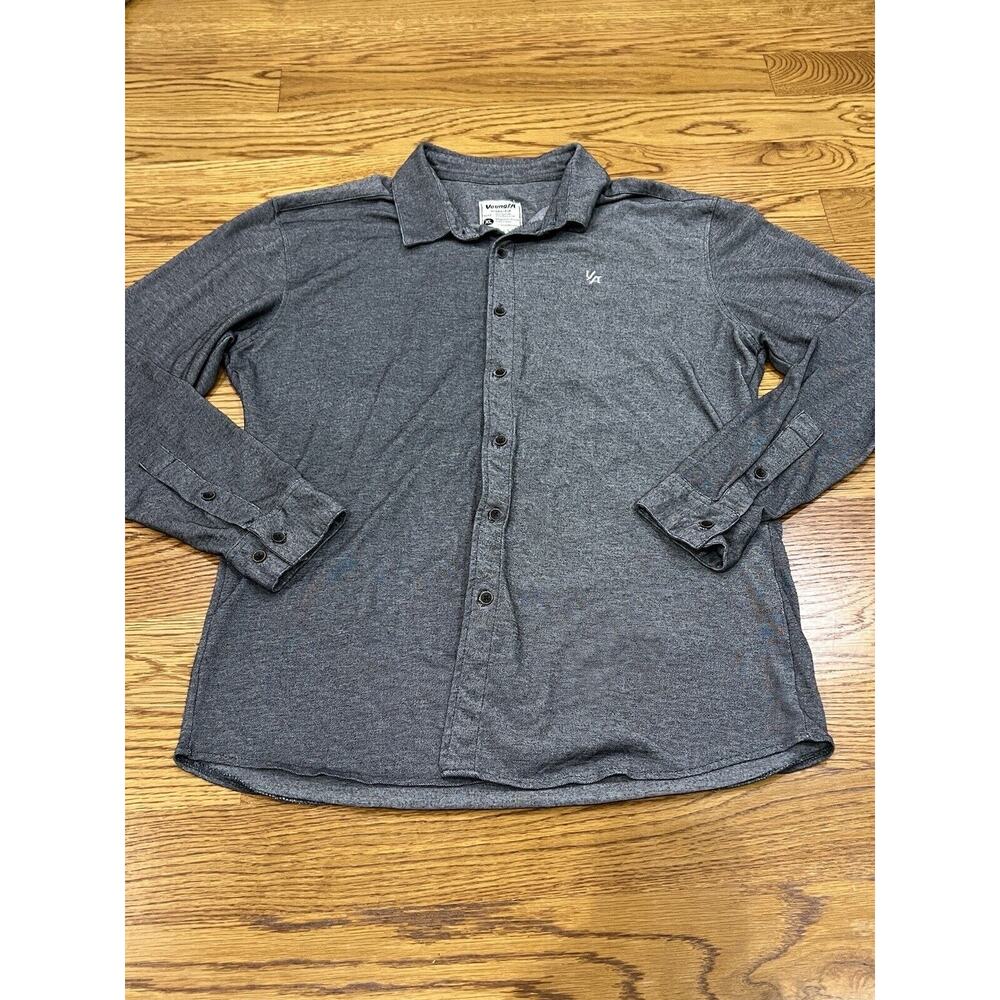 Young LA Button Up Shirt Mens XL Gray Long Sleeve Embroidered Cotton‎ Blend